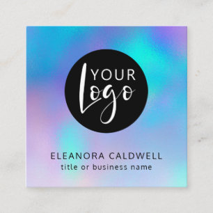 Social Media QR Code Logo Opal Iridescent Square Business Card