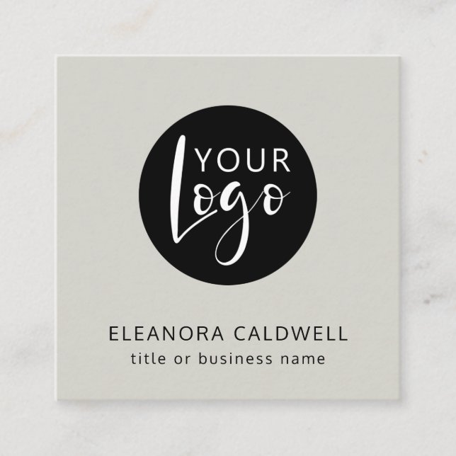 Social Media QR Code Logo Smoky White Square Business Card (Front)