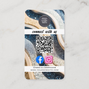 Social Media QR Code Modern Pro Minimalist Sleek B Business Card