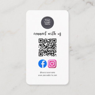 Social Media QR Code Modern Pro Minimalist Sleek B Business Card