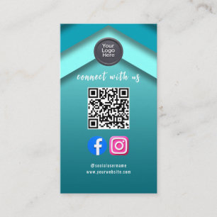 Social Media QR Code Modern Pro Minimalist Sleek B Business Card