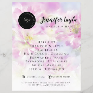 Social Media QR Code Pink Watercolor Floral Flyer