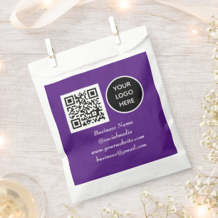 Social media QR Code Purple Business Logo Favour Bag