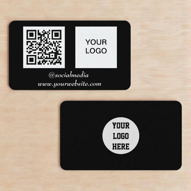 Social media QR Code Scannable Black Professional  Business Card (Creator Uploaded)