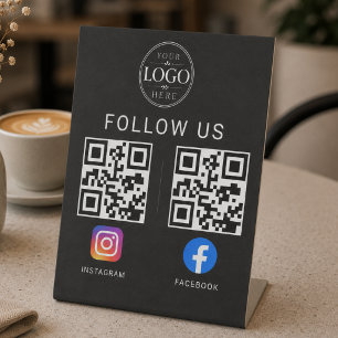 Social Media QR Code Tabletop Display Pedestal Sign