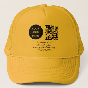 Social media QR Code Yellow Modern Business Logo Trucker Hat