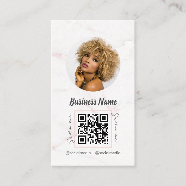 Social Media Rose Gold Marble Elegant Business Card (Front)