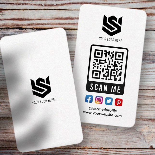 Social Media Scan Me QR Code Logo Modern Simple Business Card (Creator Uploaded)