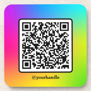 Social Media Square QR Code Custom Gradient Coaster