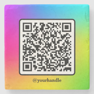 Social Media Square QR Code Custom Gradient Stone Coaster