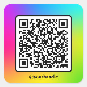 Social Media Square QR Code Multicolour Custom Square Sticker
