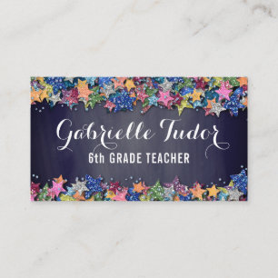 Social Media Stars Chalkboard Teacher Business Card
