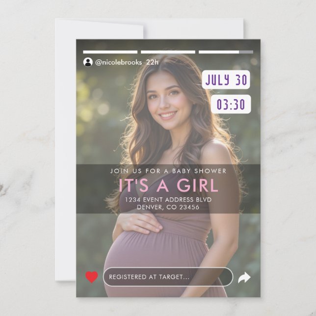 Social Media Story Post Photo Baby Shower Invitation (Front)