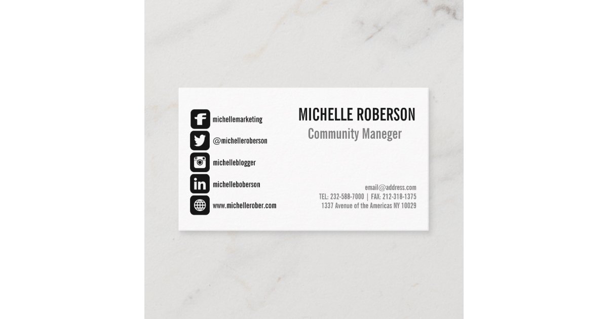 Social media symbols business card | Zazzle