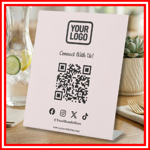 Social Media Tabletop Sign   Instagram Pink QR 
