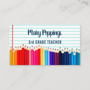 Social Media   Teacher Pencils Paper Business Card