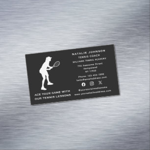 Social Media Tennis Coach Female Instructor Sports Magnetic Business Card
