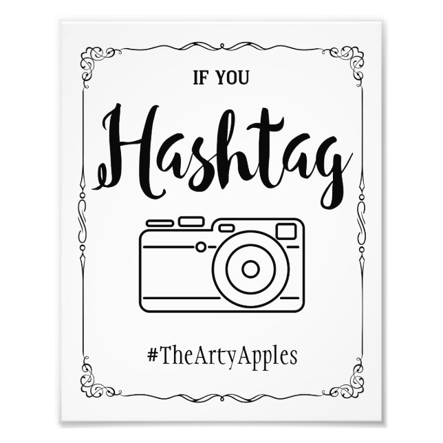 social media wedding sign hashtag (Front)