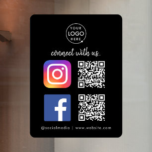 Social Media Window Decal   Instagram Facebook QR