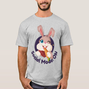 Social Mode ON Annnnd Im Out Funny Introvert Bunny T-Shirt