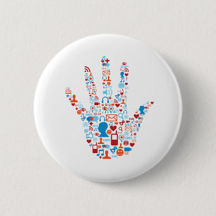Social Network Hand 2 Inch Round Button