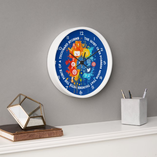 Social Network Icons Blue I Quote Silence and Mind Clock (Office)
