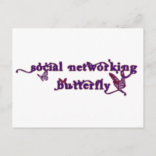 Social Networking Butterfly Postcard