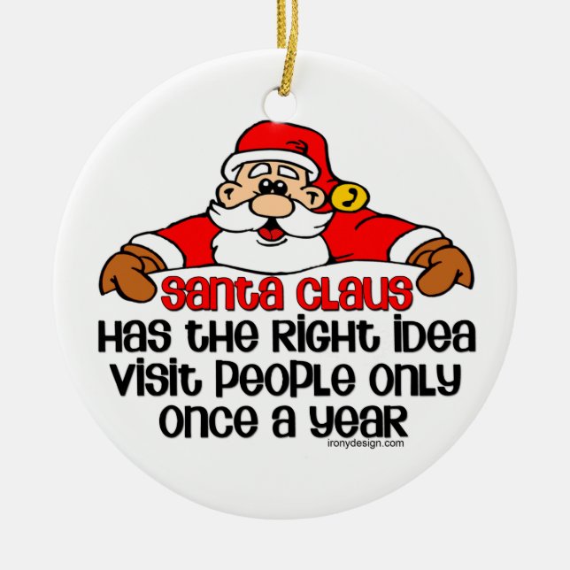 Social Santa Humour Ceramic Ornament (Front)