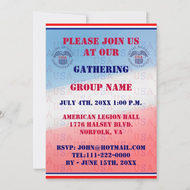 Social Security Administration Event Invitation (Front)