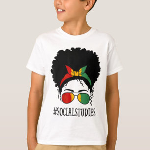 Social Studies African Women Messy Bun Black Histo T-Shirt