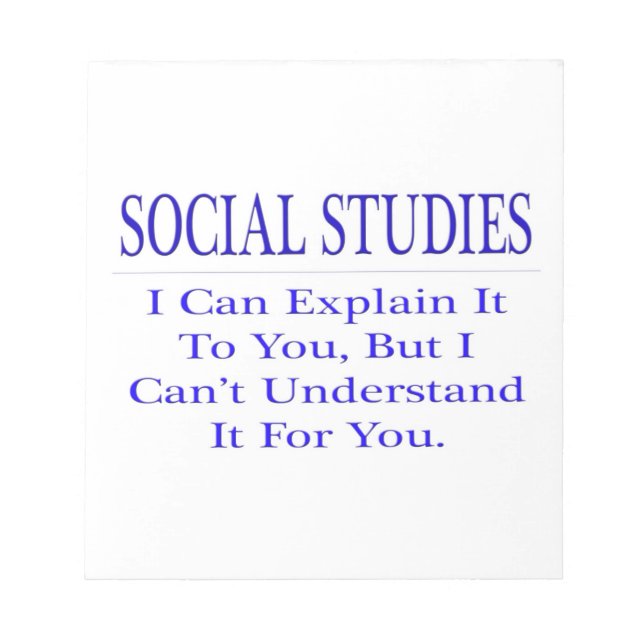 Social Studies ... Explain Not Understand Notepad (Front)