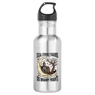 Social Studies Teacher Shirt Spooky Brainy Frights 532 Ml Water Bottle