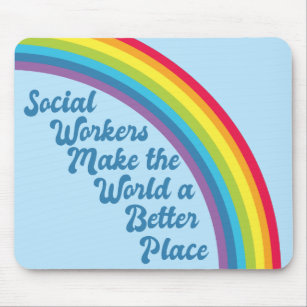 Social Work Inspirational Quote Rainbow Blue Mouse Pad