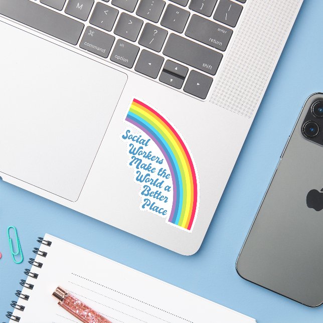 Social Work Inspirational Quote Rainbow Cute (Laptop w/ iPhone)