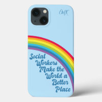 Social Work Inspirational Quote Rainbow Cute Blue
