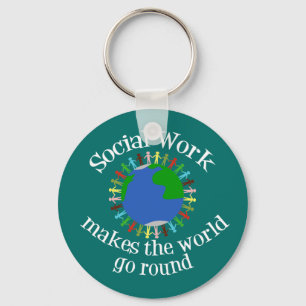 Social Work Makes the World Go Round Keychain