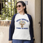 Social Work Quote Cute Social Worker T-Shirt<br><div class="desc">Social Workers Change the World inspirational t-shirt. A cute motivational social work quote written around a beautiful tree of rainbow leaves on cool tees.</div>