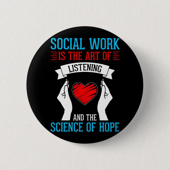 Social Work School Gift Mental Health 2 Inch Round Button (Front)