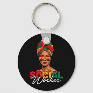 Social Worker Afro Woman Black History Month Keychain
