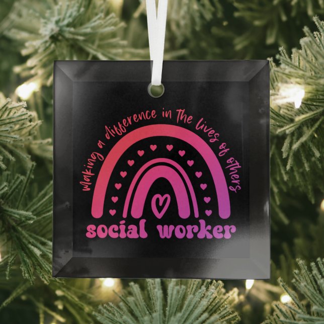 Social Worker Appreciation and Graduation Glass Ornament (Insitu)
