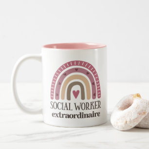 Social Worker Appreciation Boho Rainbow Two-Tone Coffee Mug