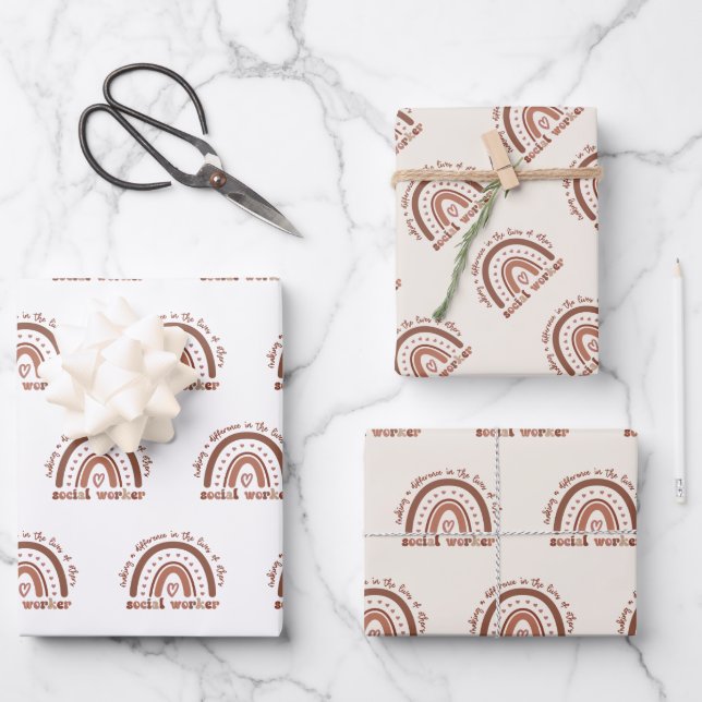 Social Worker Appreciation Graduation Gifts Wrapping Paper Sheet (Front)