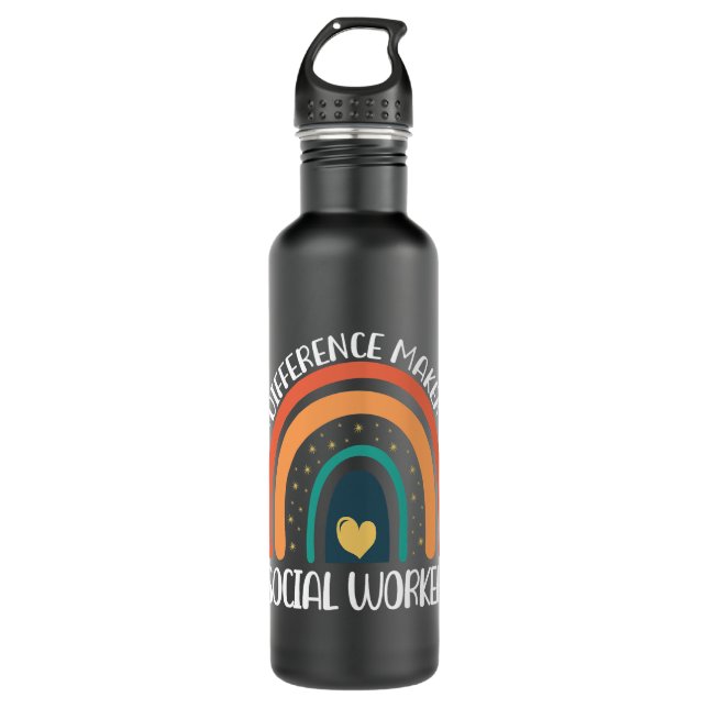 Social Worker Are Difference Maker Rainbow Retro 710 Ml Water Bottle (Front)