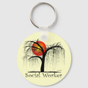 Social Worker Artsy Tree Gifts Keychain