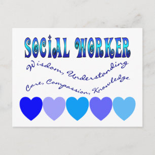 Social Worker BLUE HEARTS Postcard