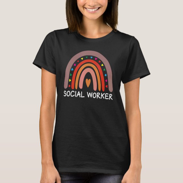Social Worker Boho Rainbow Back To School Apprecia T-Shirt (Front)