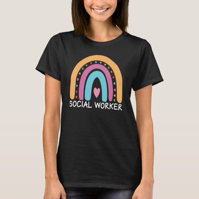 Social Worker Boho Rainbow Back To School Apprecia T-Shirt (Front)