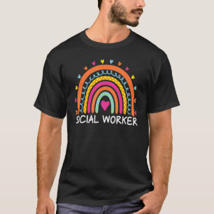 Social Worker Boho Rainbow Back To School Apprecia T-Shirt