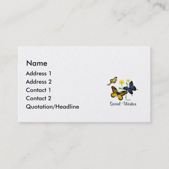 Social Worker  Butterflies Business Card (Front)