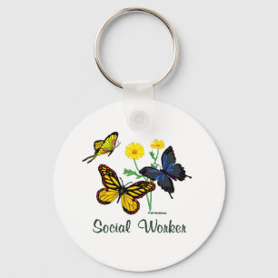 Social Worker Butterflies Keychain